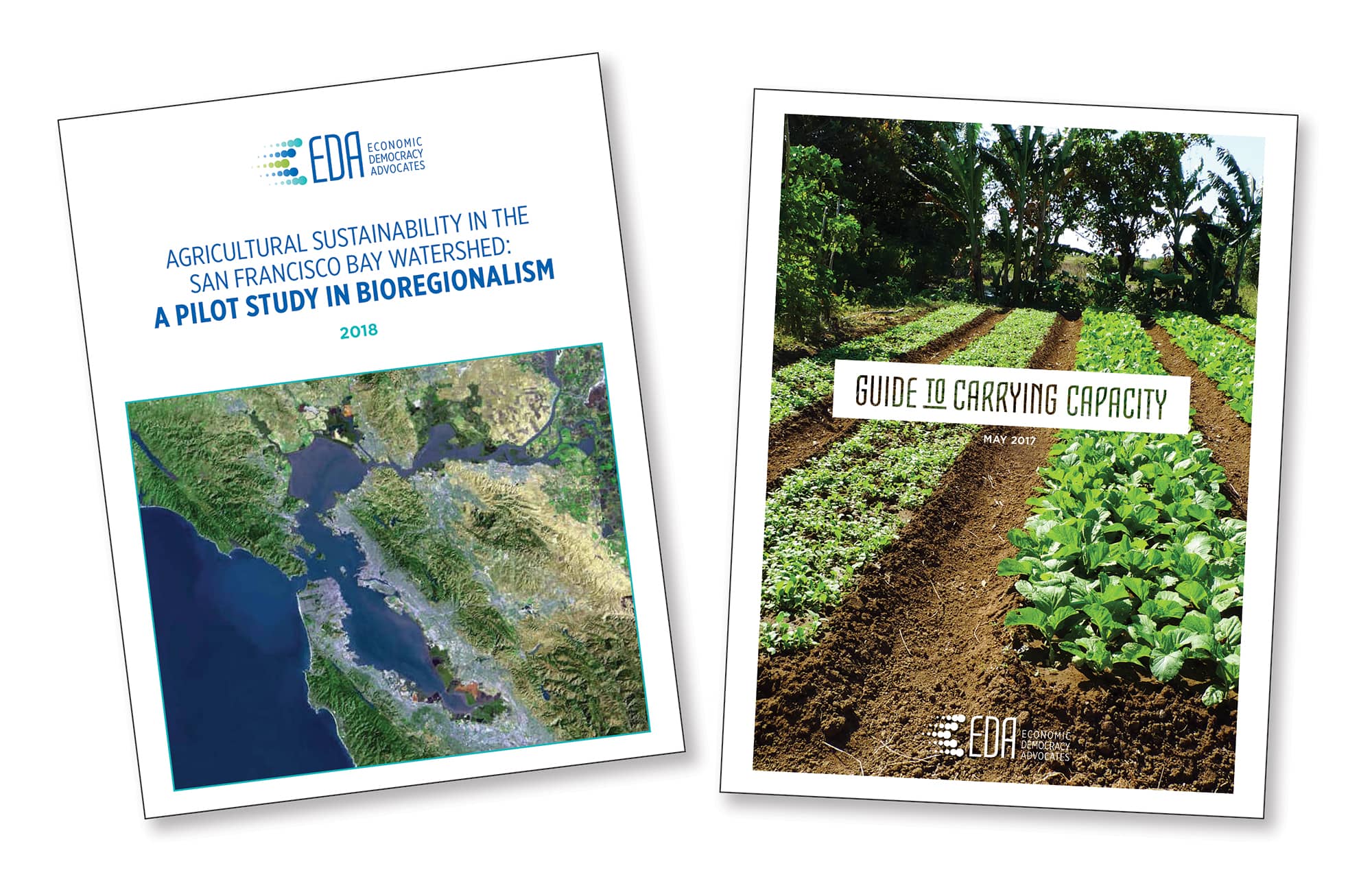 EDA report covers read, "Agricultural Sustainability in the San Francisco Bay watershed: A Pilot Study in Bioregionalism" and "Guide to Carrying Capacity"